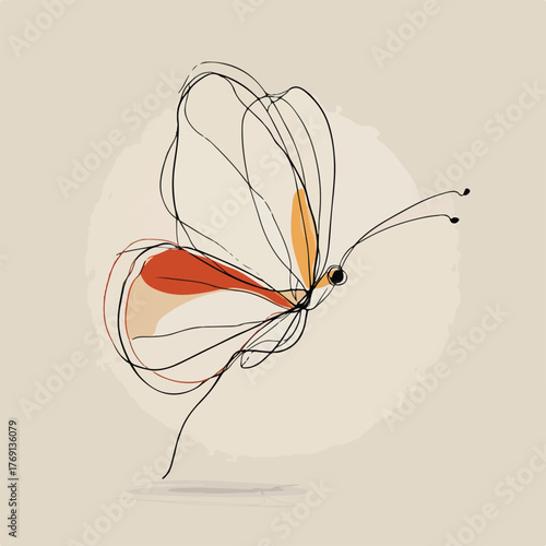 Elegant Butterfly Continuous Line Art Illustration