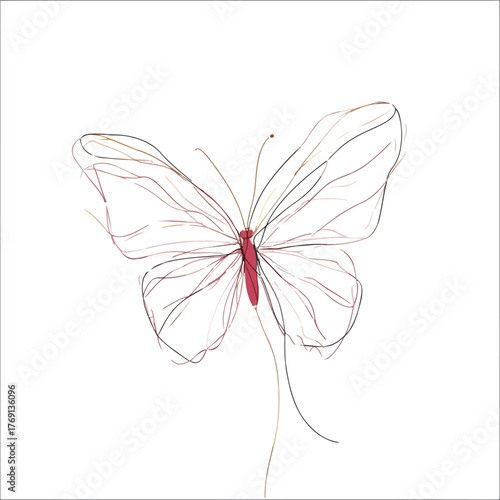 Elegant single line butterfly abstraction artwork