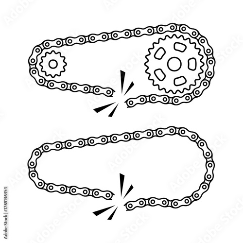 Broken motorcycle or bicycle chain vector illustration design