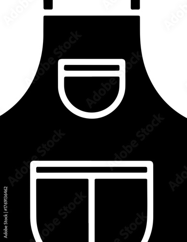 Simple black apron icon for cooking and kitchen tasks