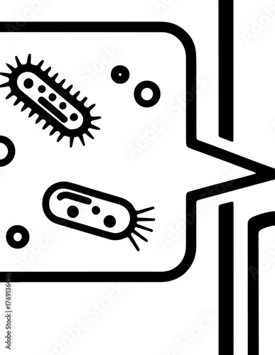 Medical test tube with microbes, drug, and research idea