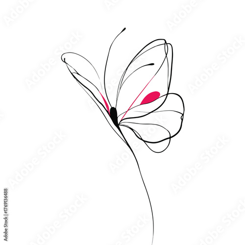 Elegant Butterfly in Single Line Art