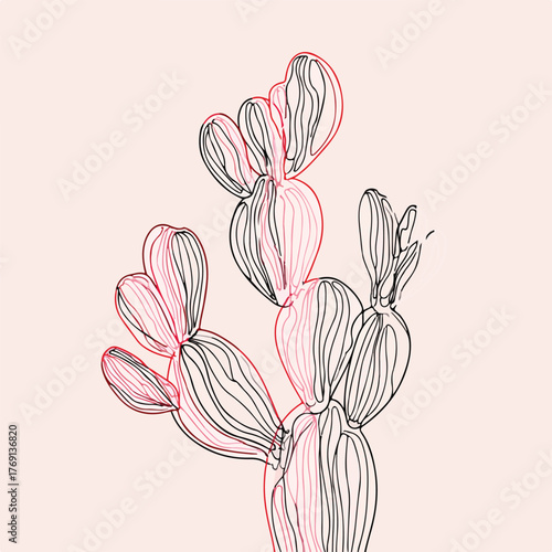 Sleek Cactus Line Drawing by Artisti