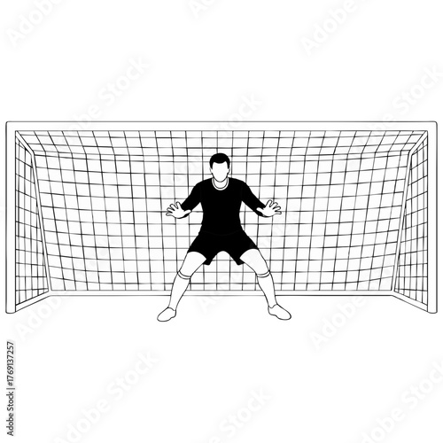 Goalkeeper ready to defend the goal in a high stakes match, soccer sports action