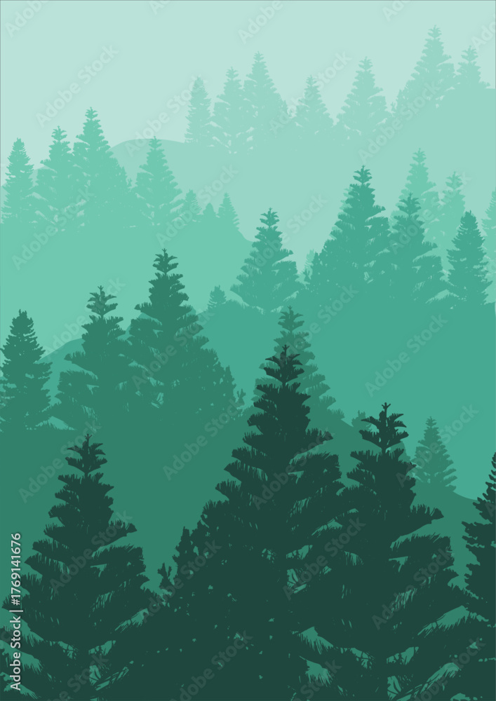 Fototapeta premium Minimalist Nature Landscape Flat Vector Background Illustration. Perfect for wildlife, nature design themes, calm, travel, outdoor, or eco concepts. 