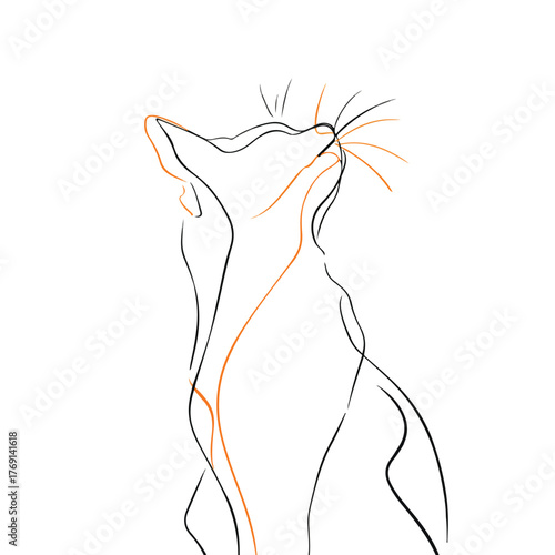 Sleek Feline Line Drawing Artwork
