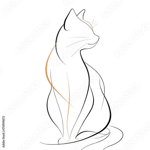 Elegant single line drawing of feline