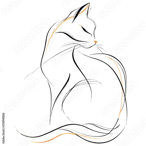 Sleek Cat Silhouette in Single Line