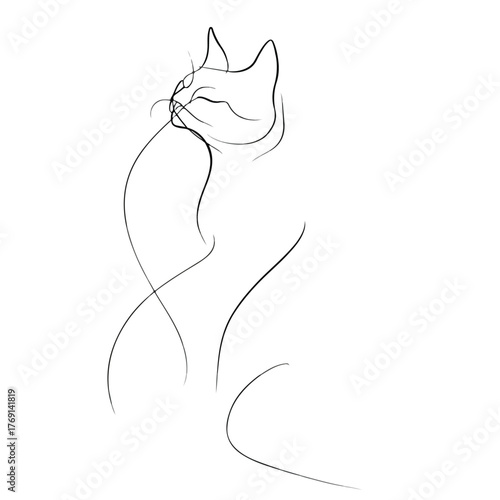 Sleek feline continuous line art illustration