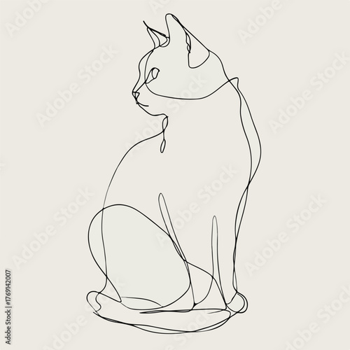 Sleek Cat Outline in Abstract Style