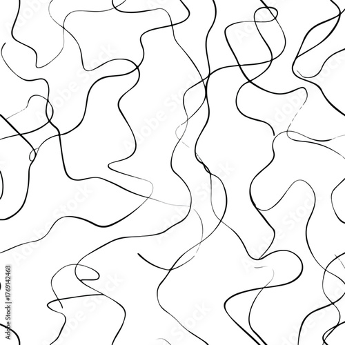 Abstract continuous line chaotic scribble art