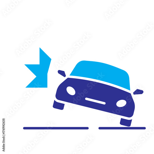 Color Icon - Car hitting wall or object indicating crash test or accident safety.