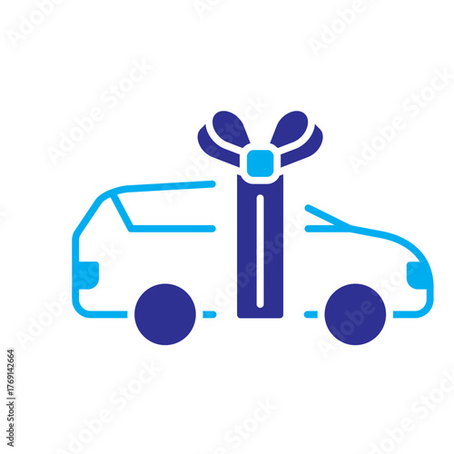 Color Icon - Car with gift bow symbolizing new car purchase or reward.