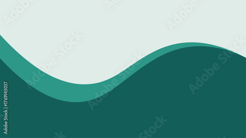 A minimalist background featuring teal and white curved layers creating a sense of depth and movement