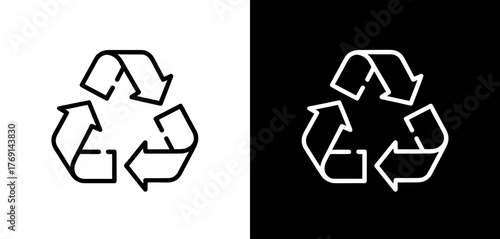 recycle symbol in black and white contrast