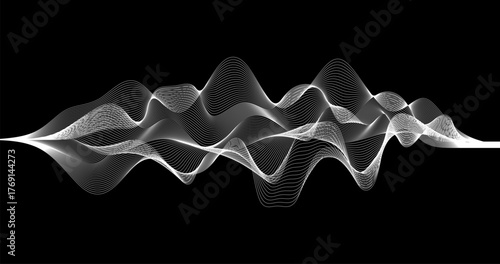 Telecommunication and Science Technology with Radio Signal waves Black and white Pattern
