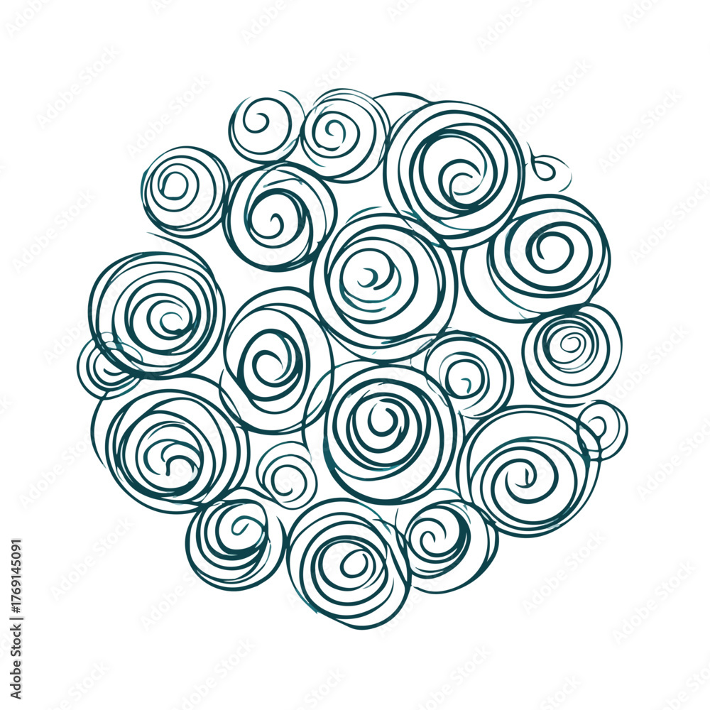 Fototapeta premium Elegant Looping Line Art of Circular Swirls