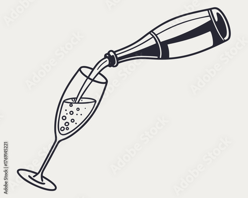 Illustration of pouring champagne into a glass