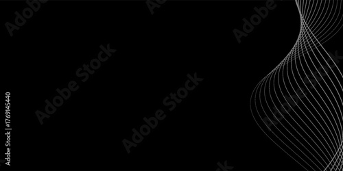 Vector Black abstract background design. Modern wavy line pattern in monochrome colors. simple