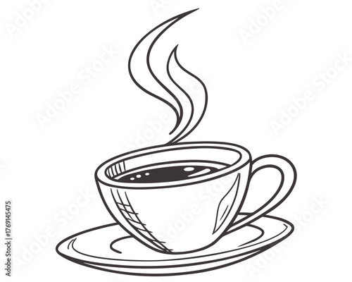 Illustration of a cup of coffee with steam