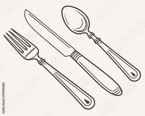 Elegant silverware set with fork, knife, and spoon