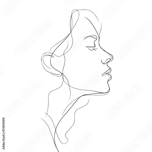 Elegant Single Line Side Profile Art