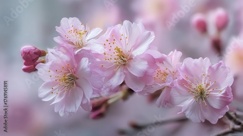 Delicate pink cherry blossoms fill the garden embracing the warmth of spring and captivating visitors.