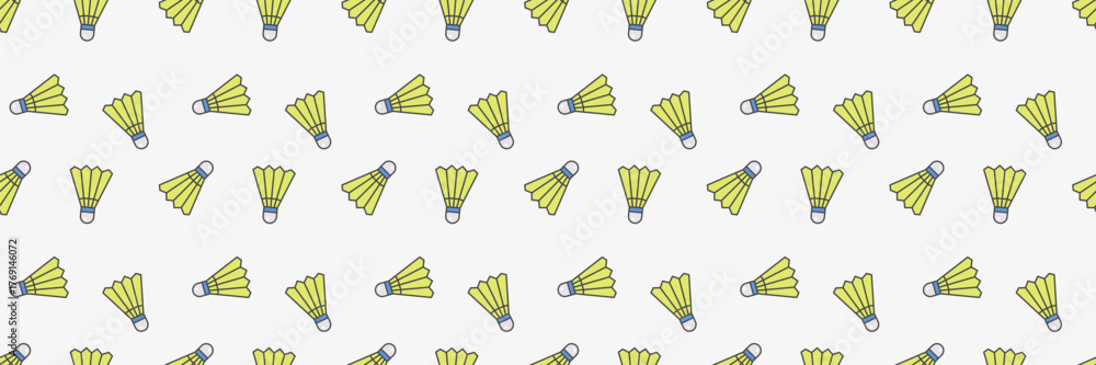 Fototapeta premium Seamless pattern of colorful shuttlecock on white background