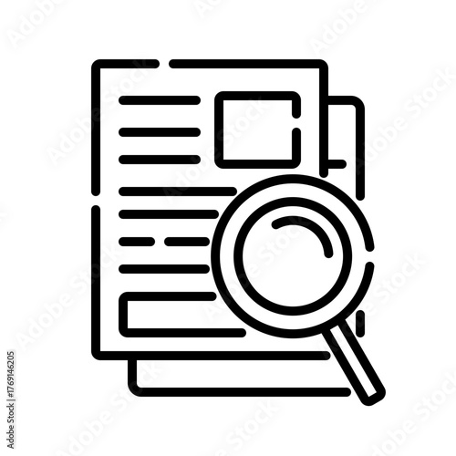 finding searching document with magnifying glass icon