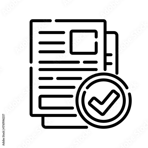Approved Document Icon Verified File and Completed Report Vector
