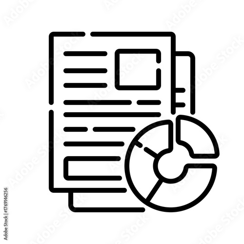Business Report Icon Data Analysis and Chart Document Vector