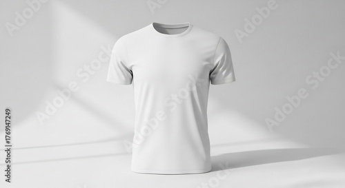 Blank White T-Shirt Mockup, Front View for Apparel Design, Minimalist Studio