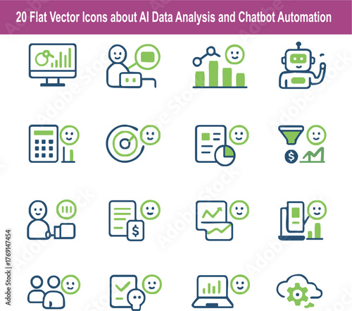 20 Flat Vector Icons about AI...