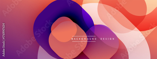 Fotografie Abstract fluid shapes blend, creating vibrant gradient background