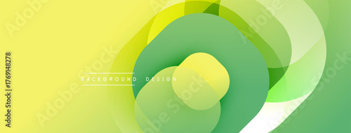 Abstract yellow, green gradients form dynamic circular layers. Modern design suggests movement, depth, visual interest. Smooth transitions create appealing backdrop.