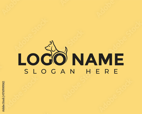A minimalist logo design featuring a dog outline, perfect for a modern petrelated startup, online pet supply store, or innovative animal care service, conveying simplicity