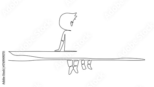 Self drawing animation of single continuous line drawing two brothers boys sitting on the wood. Always look after the younger sibling with love. Loving. Caring. Day of Brother. Full length animated