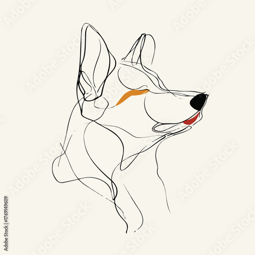 Sleek Linear Representation of Dog's Visage