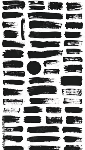 Wallpaper Mural Assortment of bold black paint strokes of various shapes and sizes Torontodigital.ca