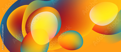 Abstract composition featuring overlapping colorful circles. Warm tones dominate, creating vibrant visual experience. Smooth gradients define shapes.