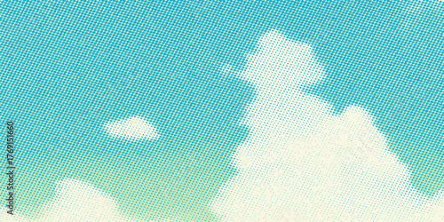 Blue abstract background of a bright sky with white clouds