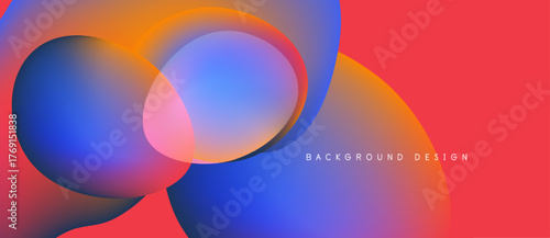 Abstract fluid shapes blend vibrant colors. Gradient transitions create dynamic visual effect. Modern design suitable backgrounds.