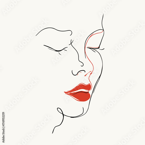 Elegant continuous line face with serene expression