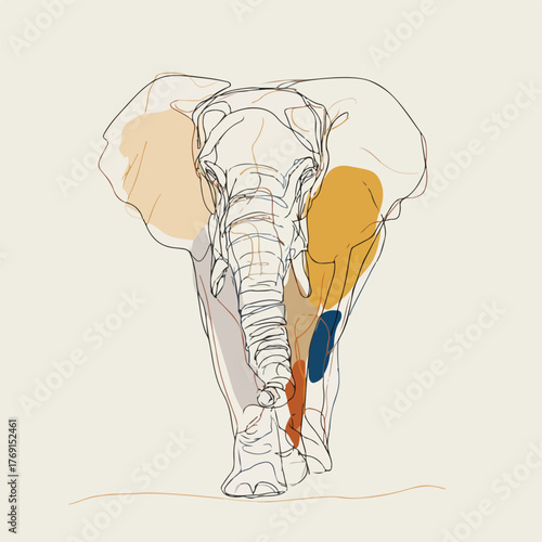 Elegant Single Line Elephant Abstract Design