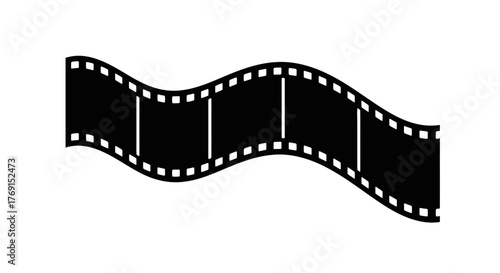 A black and white illustration depicting a strip of film reel