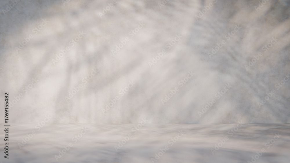 Naklejka premium Empty room with concrete floor and blurred shadows on wall