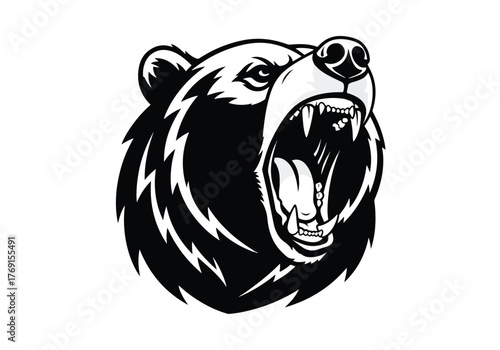 Ferocious bear head gaming mascot fierce roaring power - Gaming logo - Gaming Mascot - esport mascot stock illustration