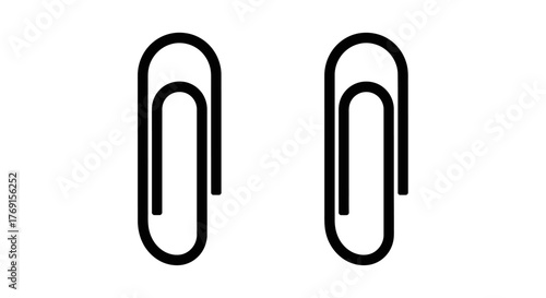 Two simple black paper clips displayed on a plain white background