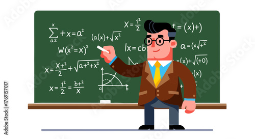 A Teacher Educating About Advanced Math Concepts On A Chalkboard With Formulas