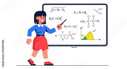A Teacher Presenting Science Equations on Screen Showing Various Chemical Formulas for Knowledge